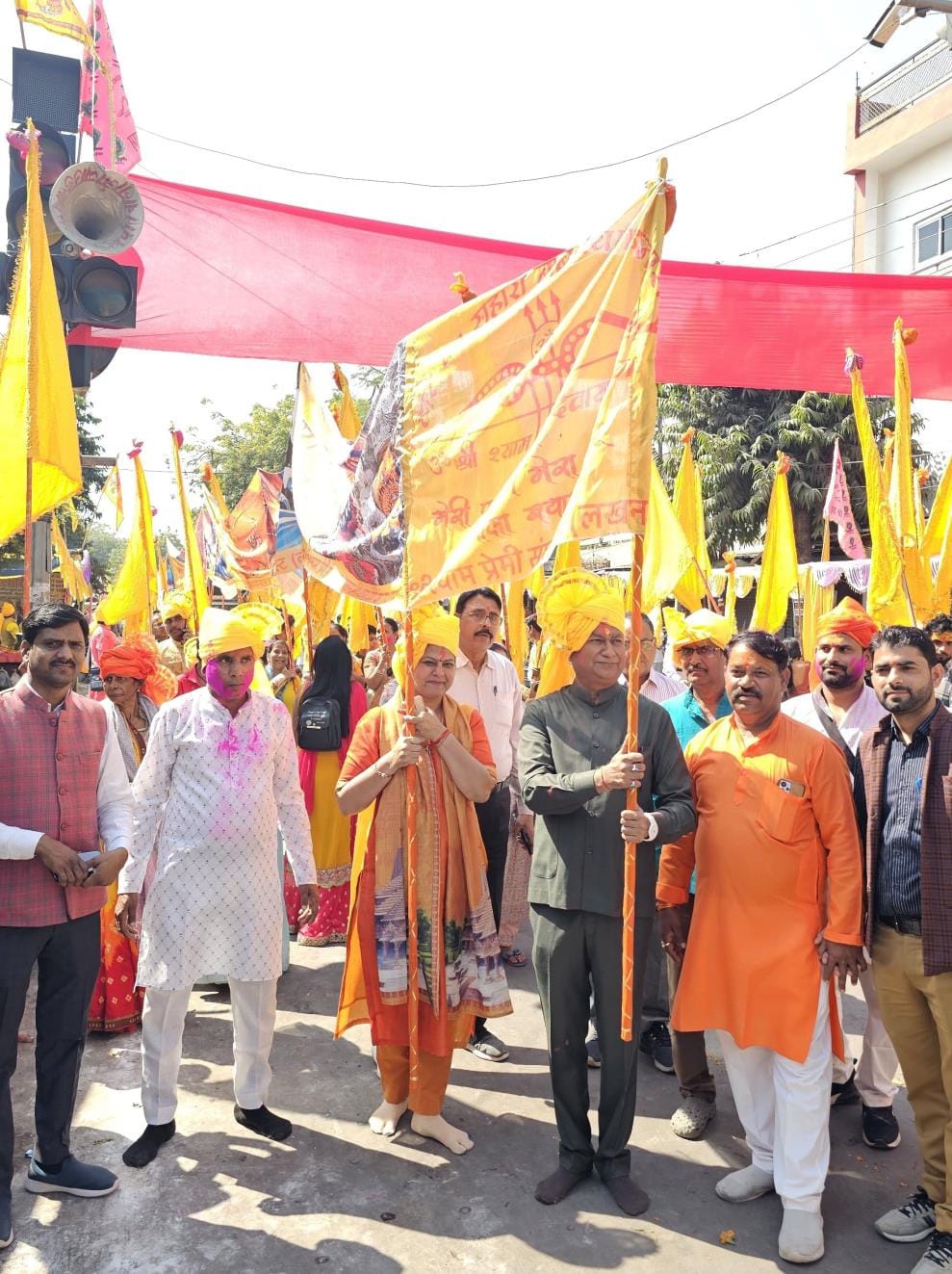Devotees danced in Khatu Shyam's 2121 feet long Nishan Dhwaj Yatra.