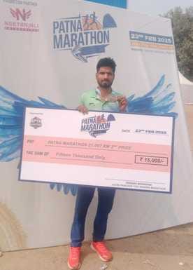 Pritam won silver medal in half marathon race