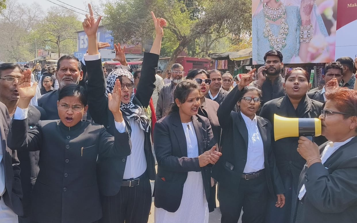 Lawyers took to the streets to protest against the bill