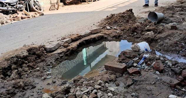 The pipe broke while laying a new line, the drinking water supply was disrupted