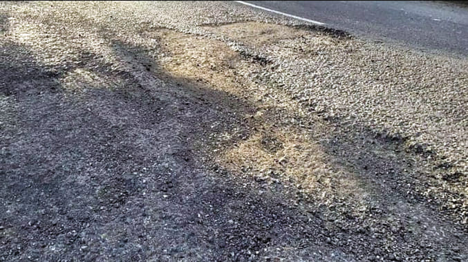 Potholes in the road formed a few days ago