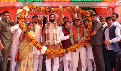 बवानीखेड़ा के गुलाब सिंह पार्क के समीप ओड धर्मशाला में जन आर्शीवाद सभा में मौजूद मुख्यमंत्री ना