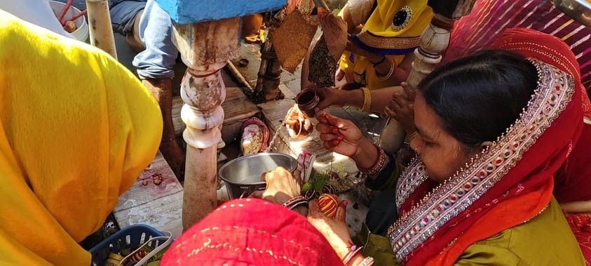 There was a steady stream of devotees in the temples since morning