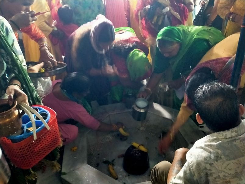 The Shiva temple echoed with the chants of Har-Har Mahadev.