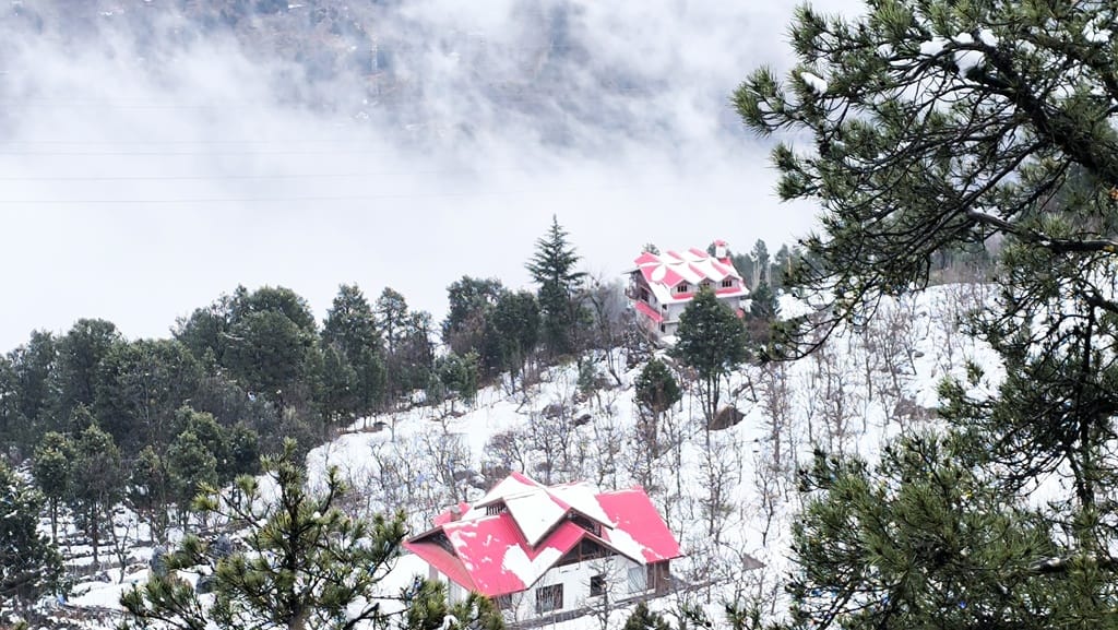 Eight to ten centimeters of fresh snowfall in Kinnaur