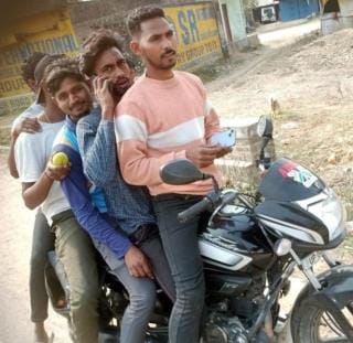 Five people were riding on the bike, challan was issued