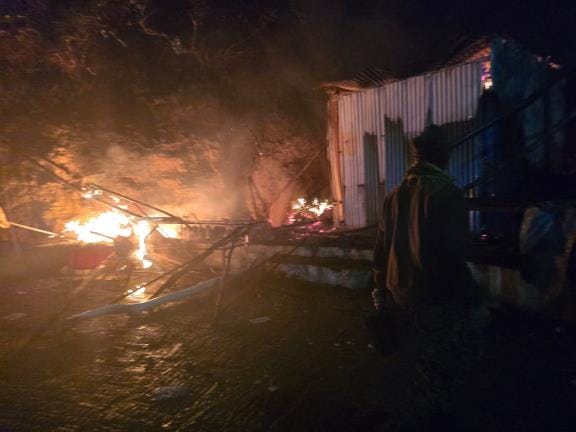 Goods burnt to ashes due to fire in Prasad shop