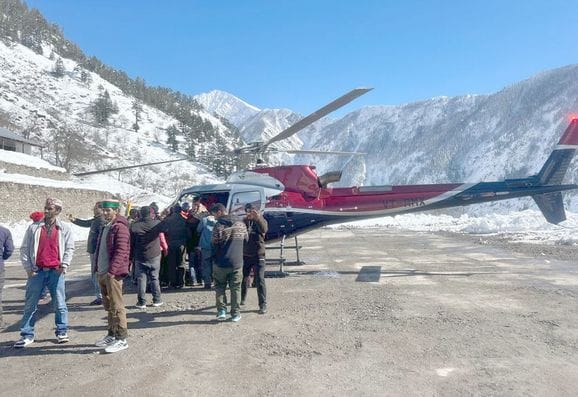 Injured person trapped in snowfall taken to Manali by helicopter