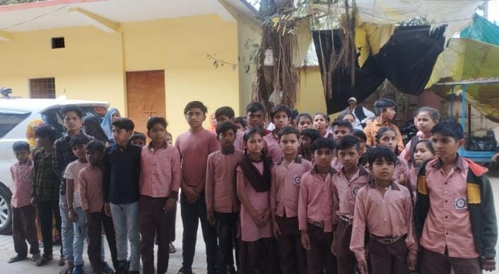 Students and parents demonstrated in the tehsil