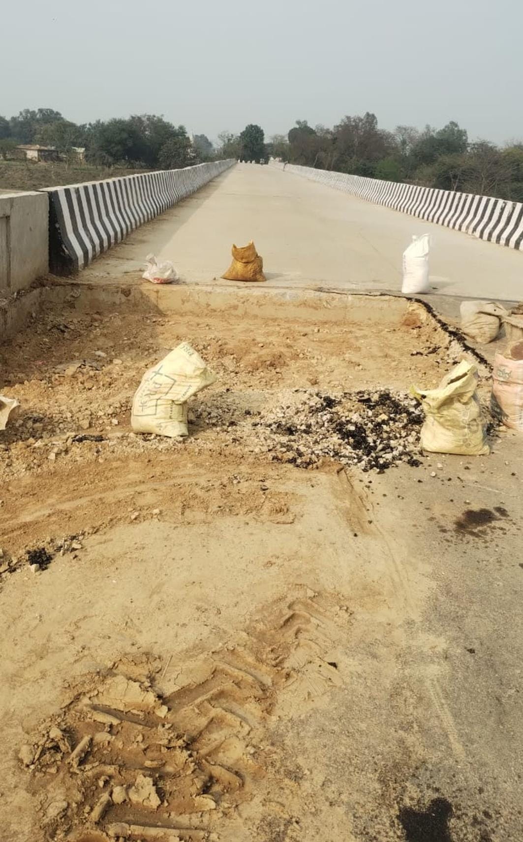 Sunken approach road of Babhangwan bridge