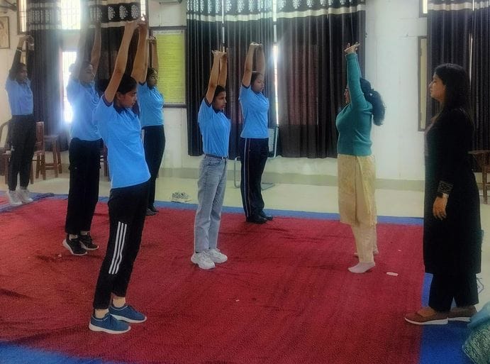 The importance of yoga was explained to the students in the training camp