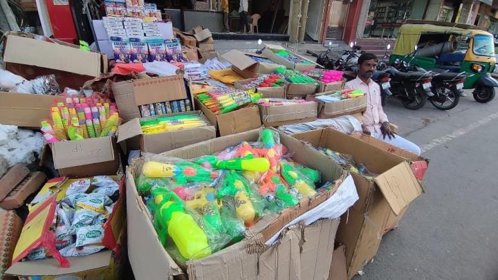 Holi added colour to the market...the hustle and bustle increased