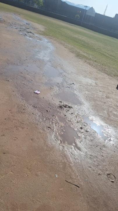 Cricket match cancelled due to rain, Raja Ram Singh ground's pitch is in bad condition