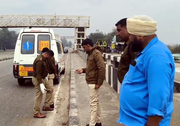 Unidentified vehicle crushed man's head, killed cow