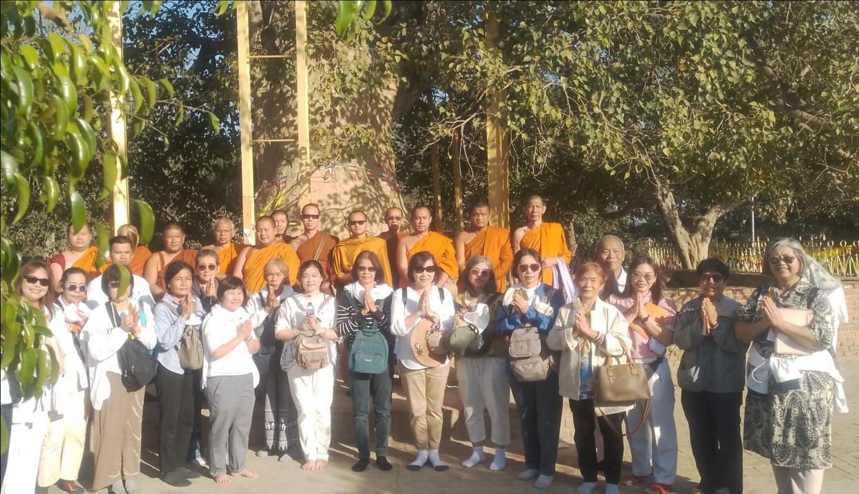 Followers from Thailand prayed at Gandhakuti