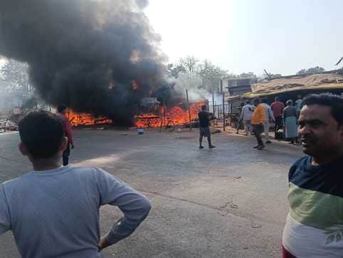 One after another shops started catching fire