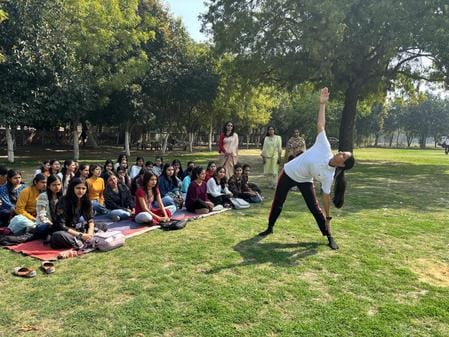 Students were given training in yoga, asanas and pranayam