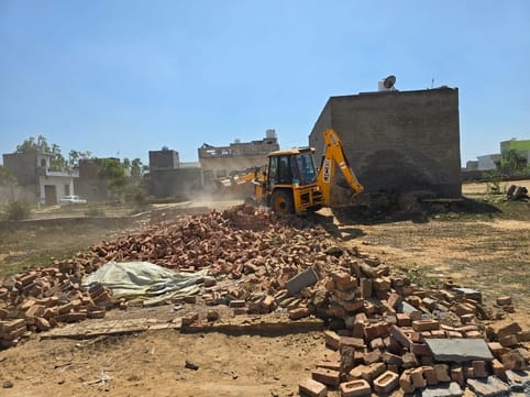 50 DPCs and three boundary walls demolished in illegal colony