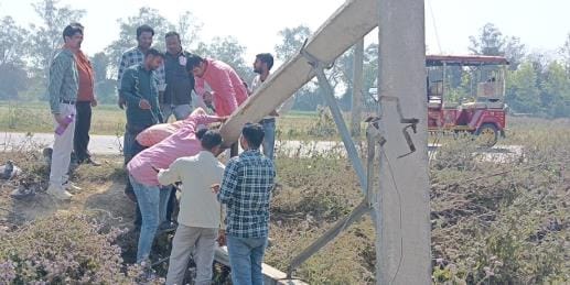 Two poles broke due to overturning of a private bus, power supply to 60 villages disrupted