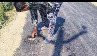 Not even a day passed and the road started to crumble