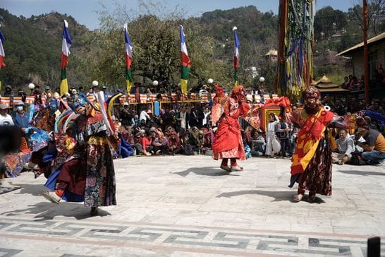 Cham dance in Chheschu fair, crowd gathered to watch