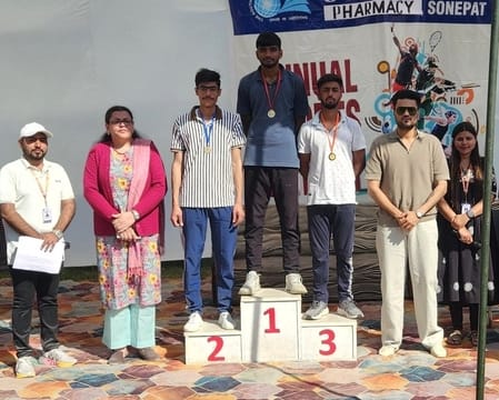 B. Pharmacy third semester teams became winners in volleyball and tug of war