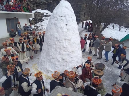 Tradition performed around the ice Shivling