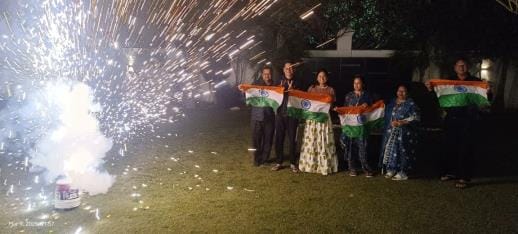 Celebrated India's victory with the tricolor in hands