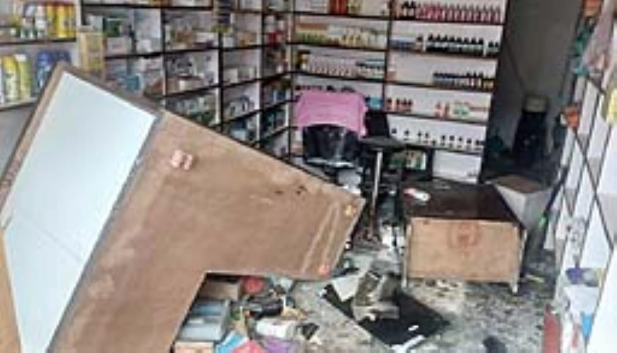 The youths in the car broke into the medical store and vandalized it