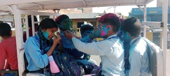 Students played Holi as soon as the exams were over