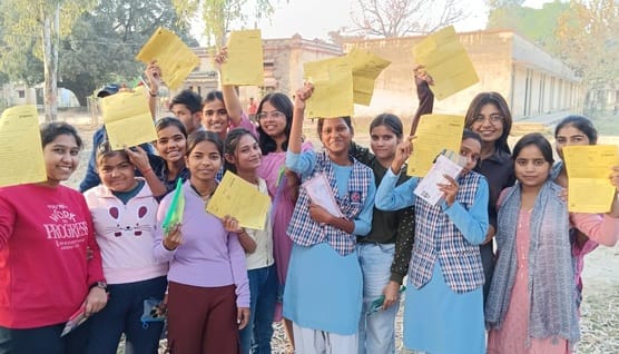 The joy of Holi after the exam was completed was seen on smiling faces