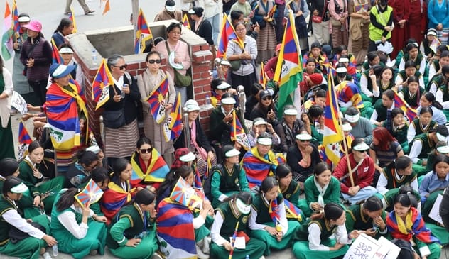 Tibetan women raised slogans against China in Dharamsala