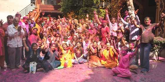 On Holi, brothers-in-law applied colours and sisters-in-law played 'phaag' by hitting with sticks