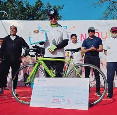 Sweety won bronze medal in state level cyclothon