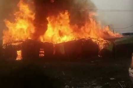 Fire broke out in a mushroom farming plant