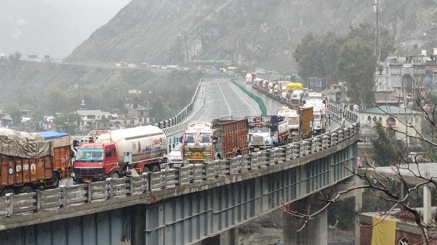 Vehicles stopped due to landslide on Dalwas, Mehad-Cafeteria section