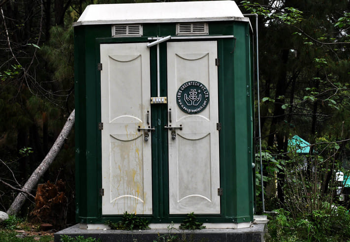 Toilets were built in a hurry, water and sewerage connection was not provided