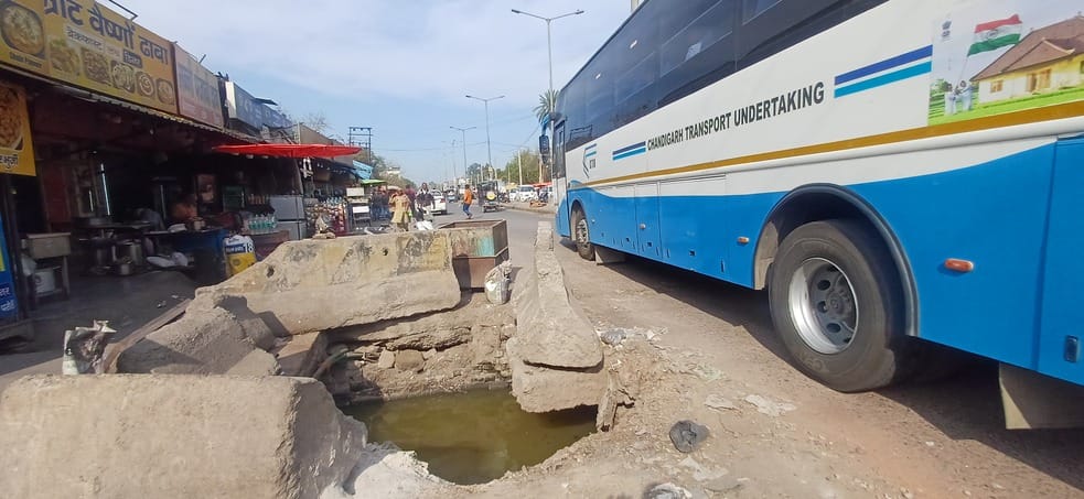 Damaged culvert near bus stand, fear of accidents