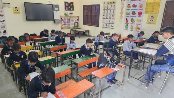 English medium question papers given to Hindi medium students in Model Sanskriti Schools