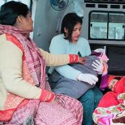 A woman gave birth to a child in an ambulance near Indira Market