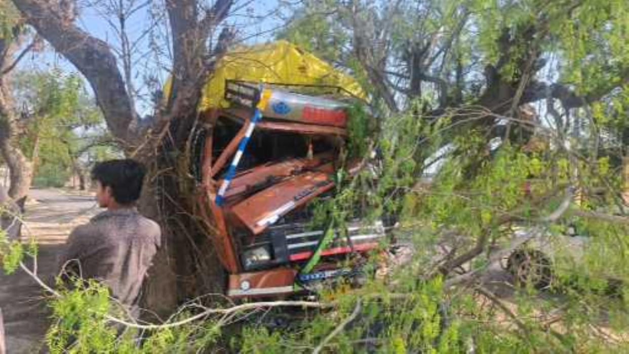 Truck collided with a tree after hitting a tractor-trolley, 13-year-old child died