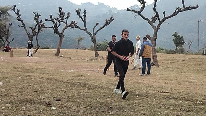 Youth are longing for a playground...they practice in the fields of Kishanpur village