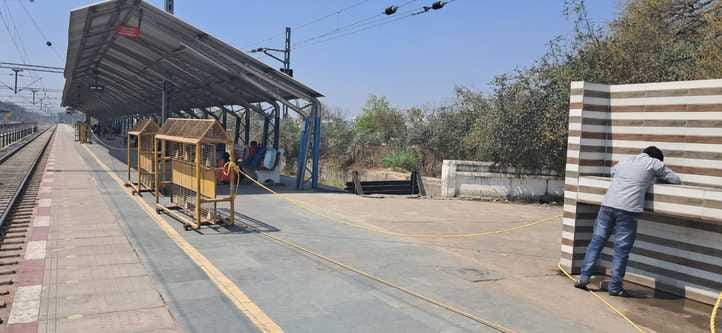 Barricading done in the station premises for the convenience and safety of passengers