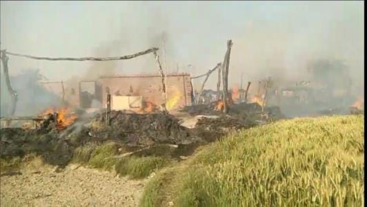 Fire broke out due to strong wind, three houses turned to ashes