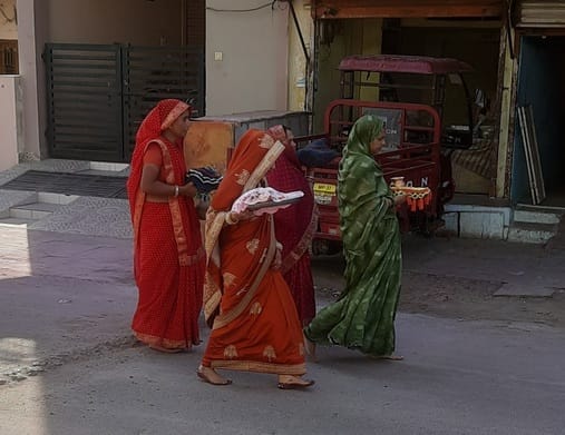 शीतला माता मंदिर जाती महिलाएं