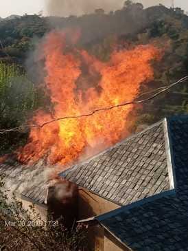 Fire broke out in two cowsheds in Dashmal village of Baloh Panchayat.