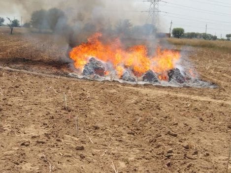 Fire was set in the mustard barn, it was burnt to ashes