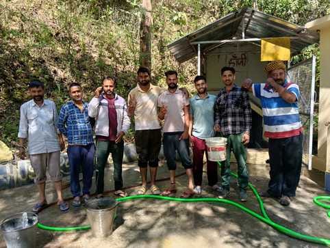 Youth and villagers cleaned the stepwell