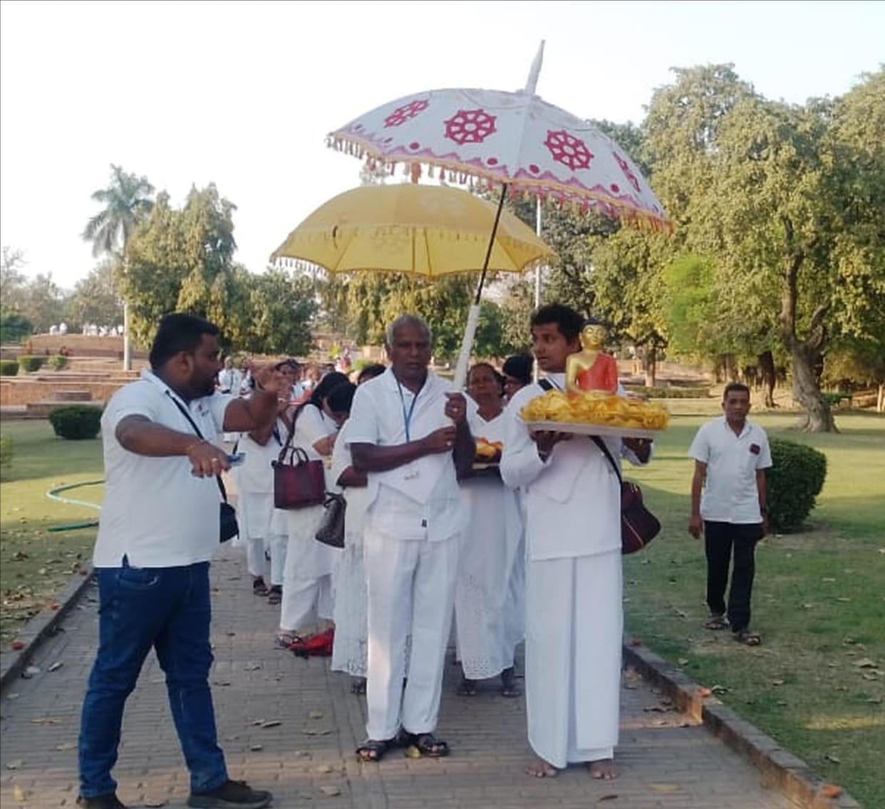 Buddhist followers prayed in Gandhakuti