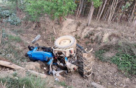 A child died and one injured as a tractor overturned in a drain
